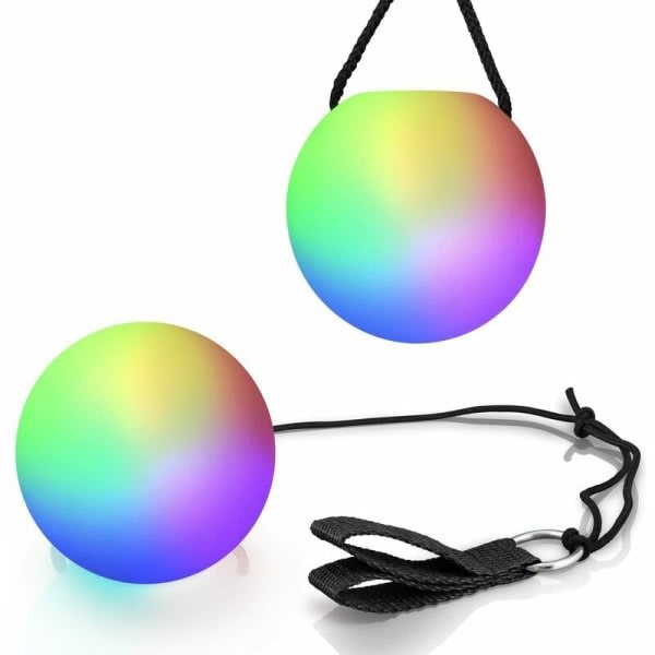 LED Poi Ball Swirling Light Rave Toy (sett med 2) Fargeskiftende Poi Baller