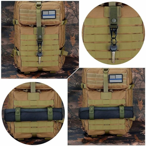 Military Green Tactical Gear Clip Remfästen för väska ?? Tillbaka Taktisk väst Molle Nyckelring D-Ring Lock Water Tube Web Clip