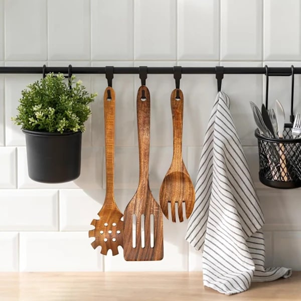 Keittiövälinesetti ruoanlaittoon - puiset ruoanlaittovälineet 7-piece set
