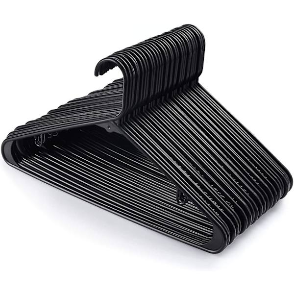 30 stk kleshengere for voksne, sterke kleshengere i plast, plassbesparende sorte hengere 16,5\" brede