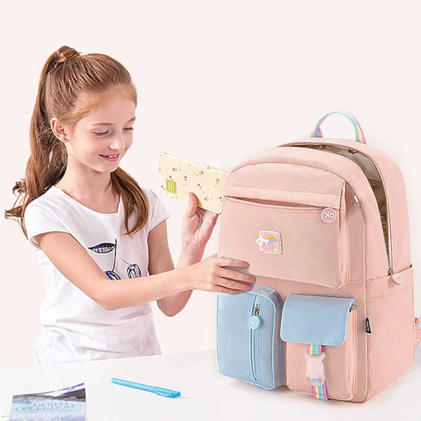 Vanntett skolesekker for barn Regular full pink small
