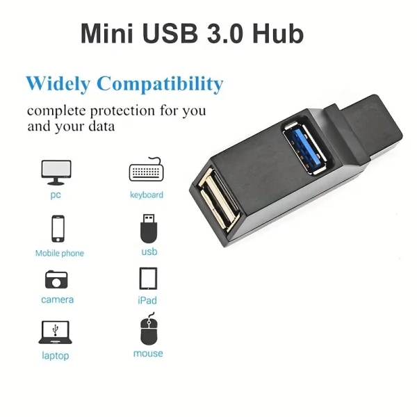 USB 3.0 HUB Adapter Extender Mini Splitter Box 1-3 Ports High Speed ​​USB 2.0