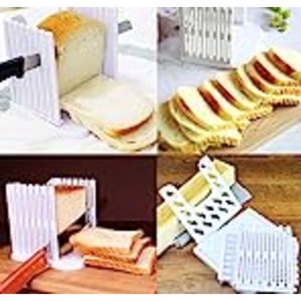 Brødskærer til hjemmebagt brødmaskine, skærebræt og skæreguide, foldbar og kompakt, hvid