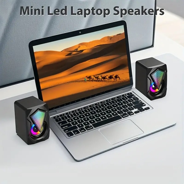 Datorhögtalare, 5Wx2, djup bas i liten kropp, Stereo 2.0 USB -driven 3,5 mm