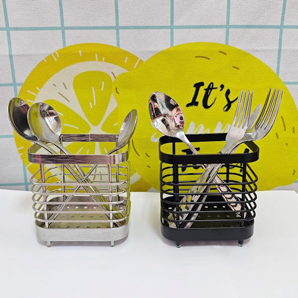 Rostfri Diskställ Köksdisk Organiser, Besticksställ för Bestick (Silver)
