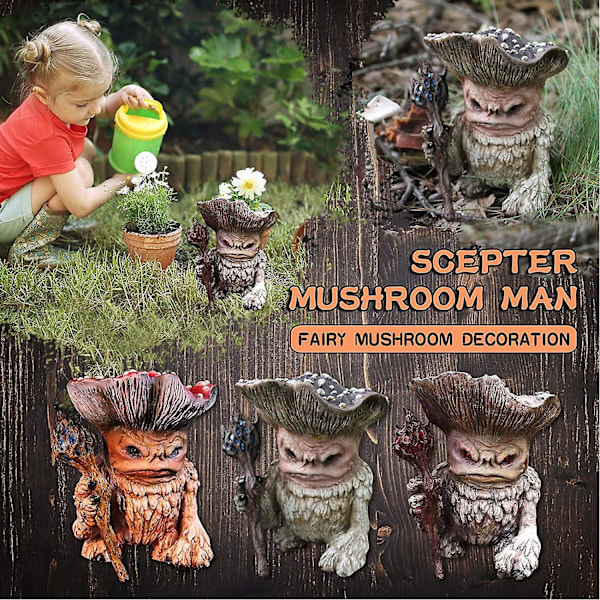 Havenisser, fe-have harpiks monster statue, nisse statue, harpiks havefigur