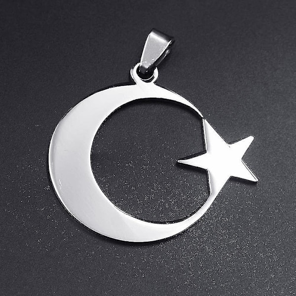 Halskæde i rustfrit stål Halvmåne Stjerne Halskæde Mænd Kvinder Spirituel Islamisk Muslimsk Vedhæng Tyrkiet Religiøse Smykker
