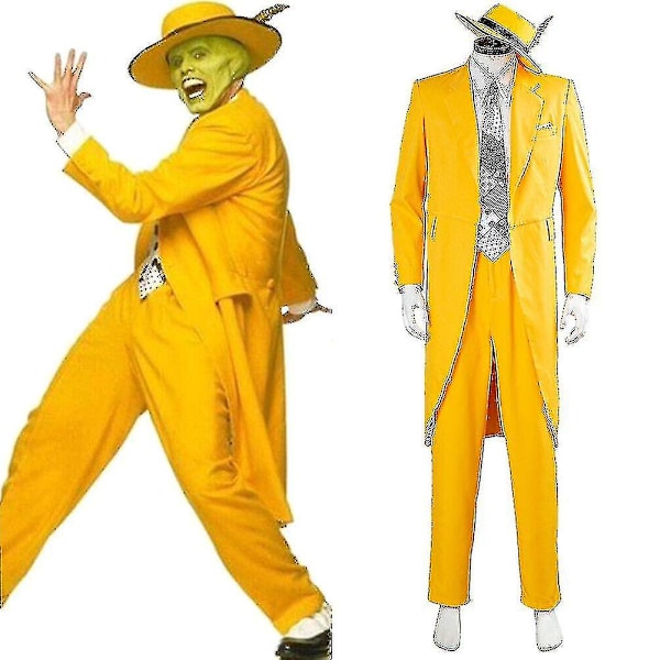 The Mask Jim Carrey Keltainen Kostyymi Cosplay Kostyymi Miesten Yhtenäinen Vaatteet Halloween Tw S