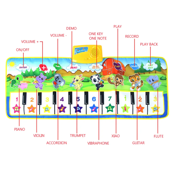 Baby Music Touch Mat 100x36CM Musik Klaver Mat Baby legetøj til babyer