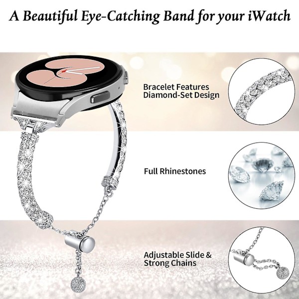 Metallinen ranneke Samsung Galaxy Watch 6 40mm 44mm -kelloon, kuparinvärinen ranneke liittimellä_xx Silver