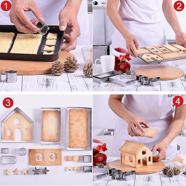 10 Pack Gingerbread House Cookie Cutter Sæt