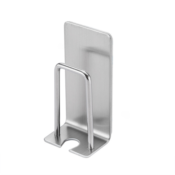 Väggmonterad tandborsthållare med självhäftande borstat rostfritt stål (2-pack)