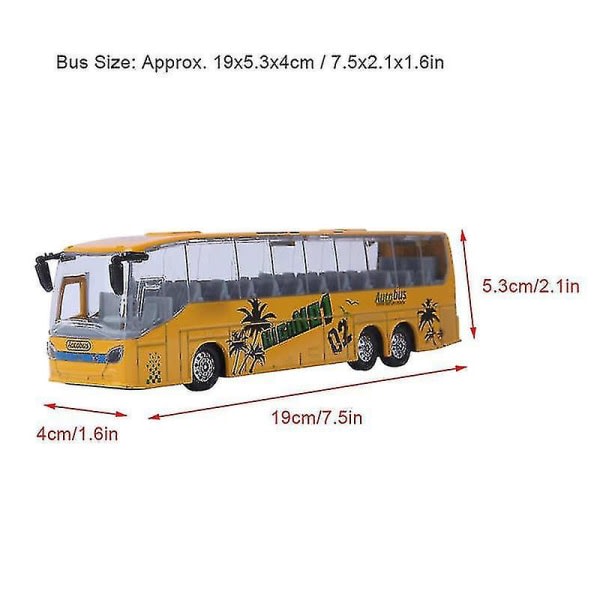 1:50 Simulering Transit Bus Model Legetøj Legetøj Pull-back Bus Legetøj med Lys og Musik Børneimitation Sightseeing Bus Legetøj Gul