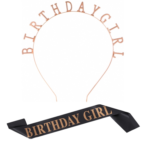 Fødselsdags pandebånd Fødselsdagspiger Bånd og diadem Tillykke med fødselsdagen Crown Party Gaver til piger Damer (rosaguld)