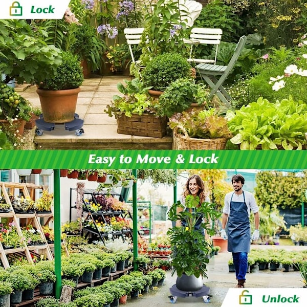 Planteholder med hjul, justerbar planteholder 40-58 cm til blomsterpot parasolbase, rullebakke til indendørs til udendørs, bæreevne 150 kg