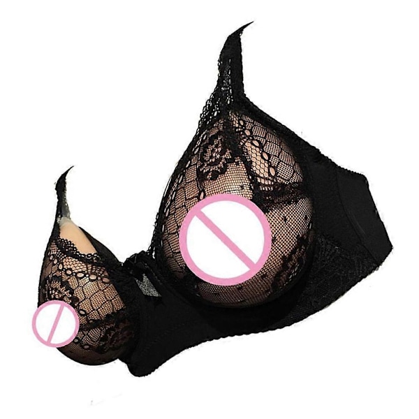 Falsk Bryst BH Lomme BH Silikone Brystformer Crossdressere Cosplay Rekvisitter 95D (Sort)