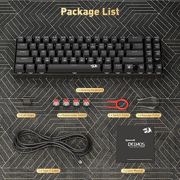 K599 60% Mekaniskt Tangentbord, Hot Swap Anti-Ghosting Speltangentbord för PC/PS5/Xbox/MacOS. (Linjärt Rött Switch-Svart)
