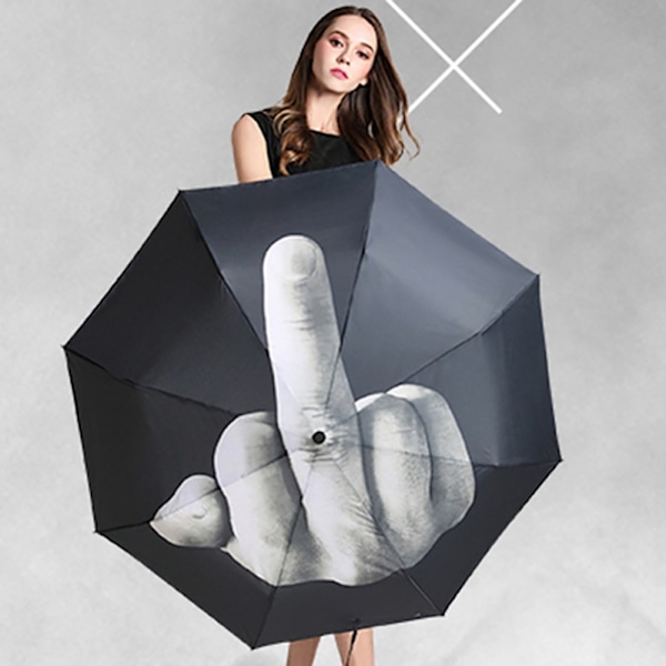 Nyhet Mittenfinger Design Svart Paraply Cool Fashion Um