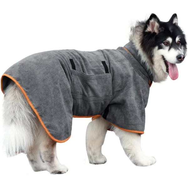 Hundtorkrock Badrock Handduk, Mikrofibermaterial Snabbtorkande Superabsorberande Hundbadrock Grå Grey M
