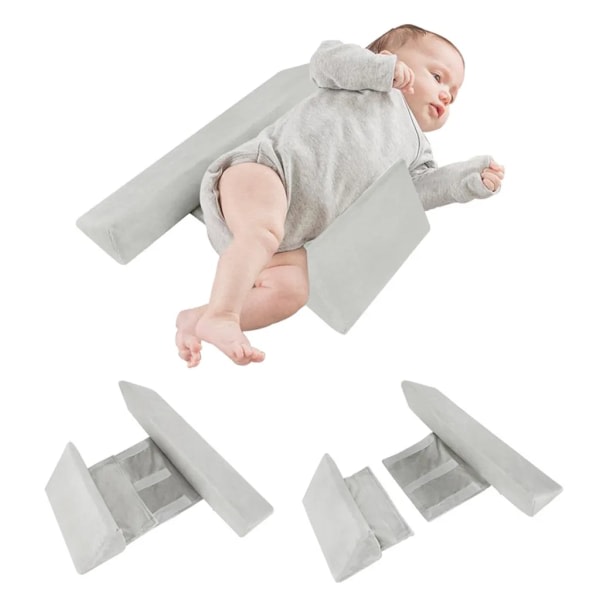 Baby och formad kudde anti-rollover sidokudde trekantig baby, grå