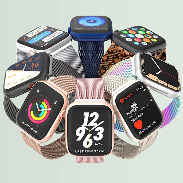 Marge Plus Apple Watch Rem til Kvinder og Mænd, Rustfrit Stål Mesh Loop Magnetisk Spænde Udskiftning til iWatch Remme (41mm/40mm/38mm, Sølv).