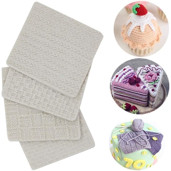 (set Of 4)knitting Silicone Fondant Mold/sweater Crochet Embossed Mold