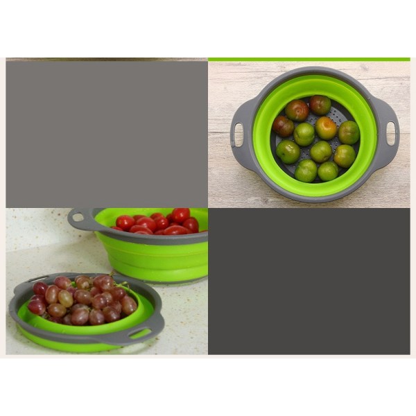 Sammenfoldelig si Frugt-grøntsagsvaskekurv Dørslag Opvaskemaskine Silikone Dørslag Sammenklappelig aftapning Køkken Opbevaringsværktøj