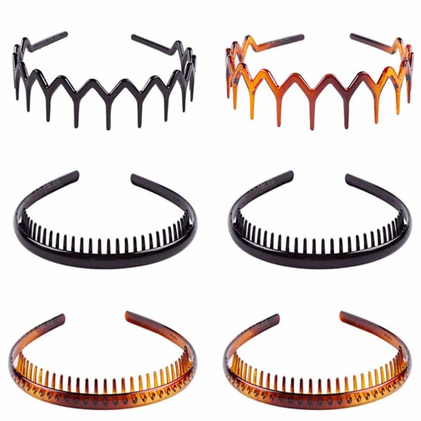 6 Pieces Teeth Headband Plastic Comb Hairband Hair Hoop Sharks Tooth Hair Comb Zigzag Fashion Headwear 3 Styles and 2 Colors