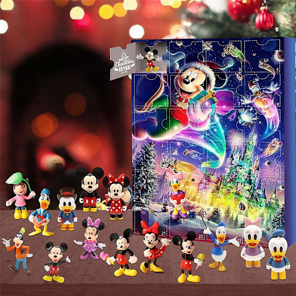 2023 Christmas Calendar 24 Pcs Mickey Minnie Figures Dolls Toys Christmas 24 Day Countdown Calendars Blind Box Festival Gift for Kids Adults