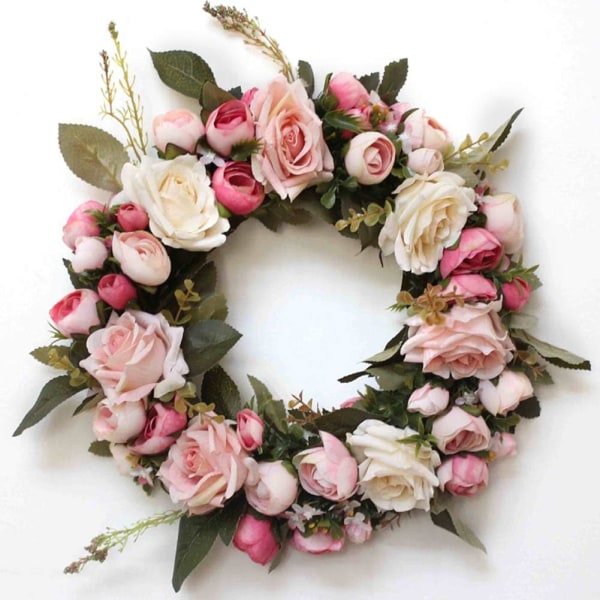 Dörrkrans Väggkrans, Handgjord Konstgjord Blomdekoration för Hem, Fest, Dörr, Bröllop - Blå