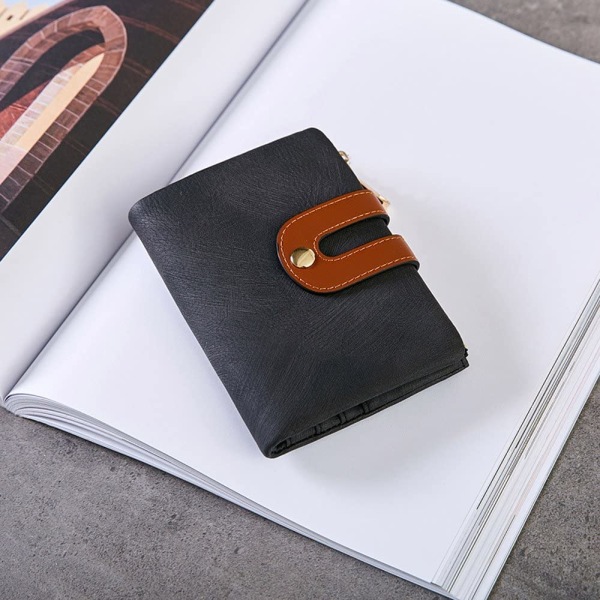 Lommebøker for kvinner Liten Rfid Bifold-lommebok for damer med myntlomme med glidelås, Minipung Myk Kompakt Tynn (svart)