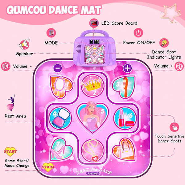 Musikkdansematte for barn med 6 spillmoduser Princess