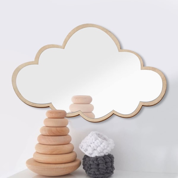 Lapsenkestävä todellinen akryylipeili, lasten makuuhuoneen seinäpeili (pilvi)