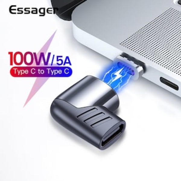 100W/5A Magnetisk USB type C-adapter hurtiglading svart black