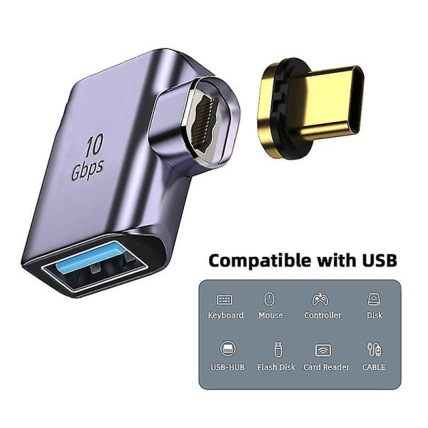 Uc-028-af Magnetisk Usb-c hann til usb-a hunnalbueadapter 10gbps dataoverføringskonverter--