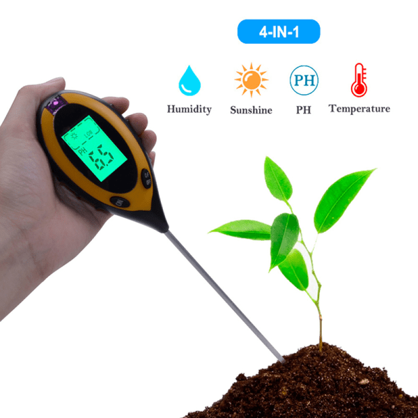4 i 1 Soil PH Tester Fuktighetsmåler for hageplener