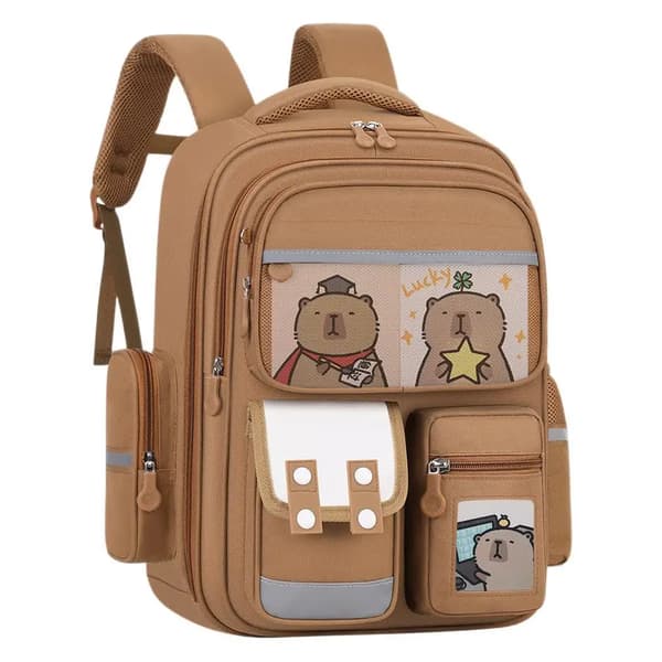 Capybara Små Skoletasker Nye Store Kapacitet Vandtæt Nylon Elevtasker med Trykt Logo til Piger Engros Black Large