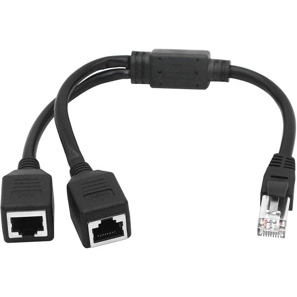 1 hane till 2 hona Y-adapterkabel, Ethernet-nätverkssplitter, Ethernet-förlängningsplugg