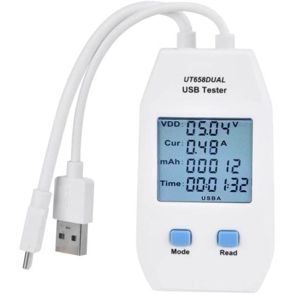 USB digital energimåler Minivoltmeter Amperemeter Detektor Tester Multimeter Strømspenningsmonitor(UT658 Dual)