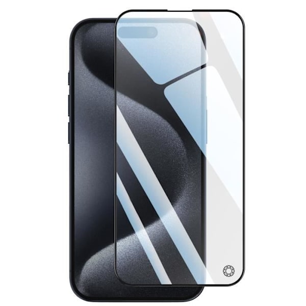 Härdat glas för iPhone 15 Pro Max - Resistent härdat glas 9H+ 2.5D Force Glass Svart Svart