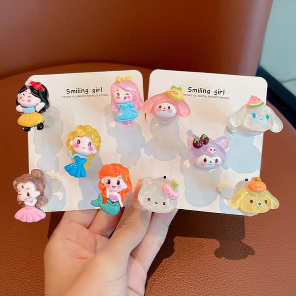 Barnas lysende ring, tegneseriering for jenter, bursdag Glitter + Jelly Sanrio - 10-pack Glowing ring