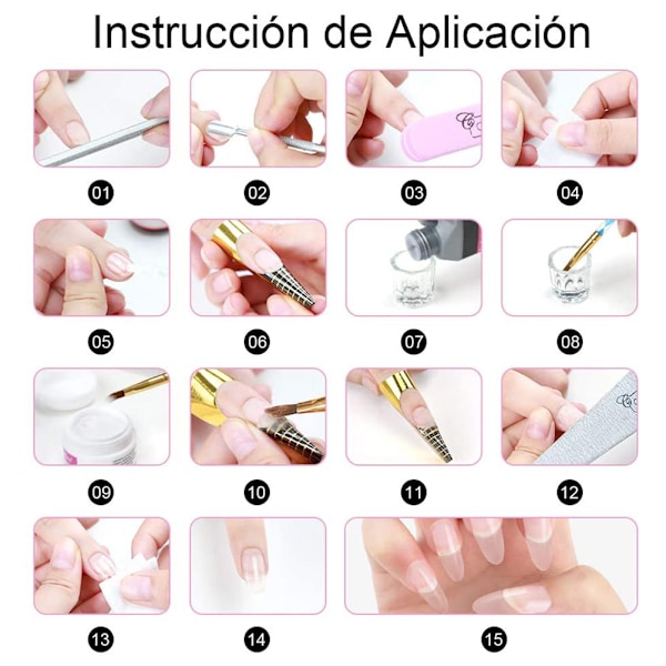 Komplet Akryl Negle Sæt med Manicure Tilbehør, Bærbar Neglefræser til DIY Neglekunst 0.7
