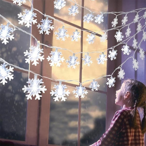 Lumihiutale LED-valo joulukoristeet kotiin Riippuva seppele Joulukoristeet Joulukuusikoristeet Noel Navidad Whit 2M 10Led White