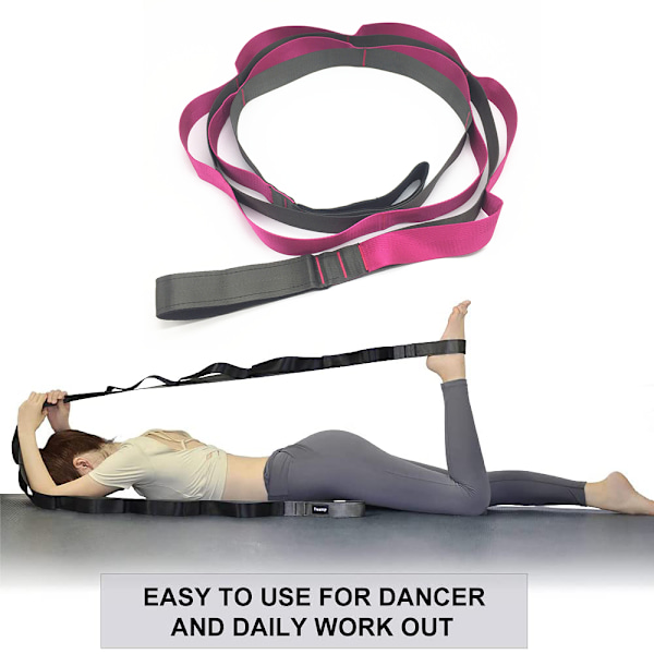 Yogabälte med 12 öglor & icke-elastiskt yogaband - stretching