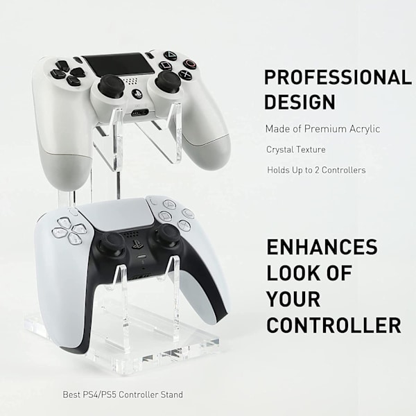 Transparent Akryl Spil Controller Stativ Holder, Dobbelt-Laget Spil Controller Holder Stativ