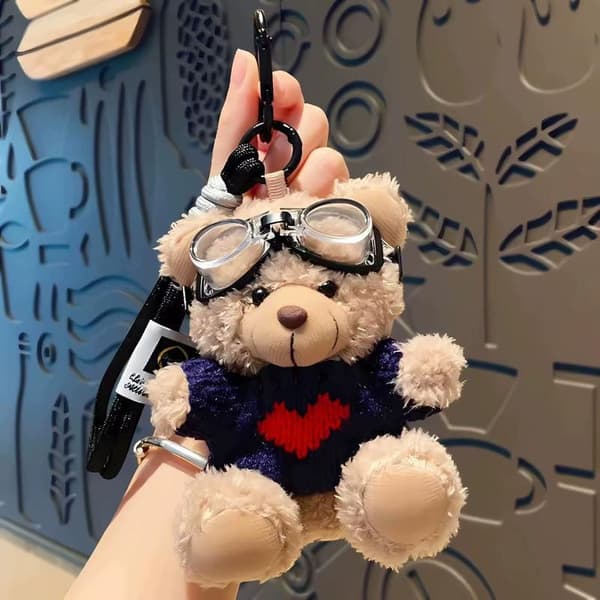 1 st Cartoon Brown Bear Doll Plush Keychain Bag Pendant DIY Accessories A2