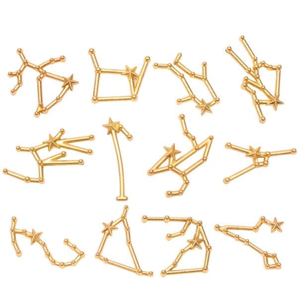 bags/24 pcs Resin Necklace Zodiac Necklace Horoscope Pendant Zodiac Constellation Charms Resin Decoration (2X2cm, Gold)