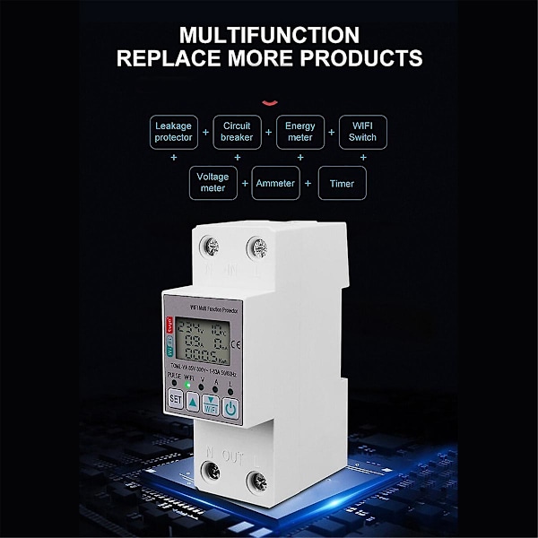 Tuya 63A 110V 220V WiFi Energimätare KWh Mätbrytare Tidfunktion Med Spänning Ström Och Läckage