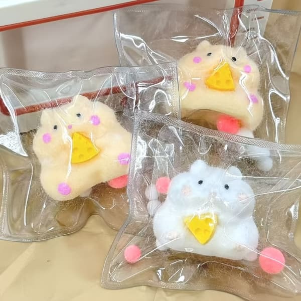 Håndlavede Taba Hamster Stresslegetøj Blødt Klæbrigt TPR Fidget Børn Søde Hamster Squishy Festgaver Påskegave White