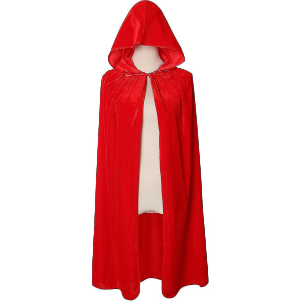 Sammetshuva Unisex Halloween-kappa Djävul Trollkarl Halloween Jul En röd 130cm